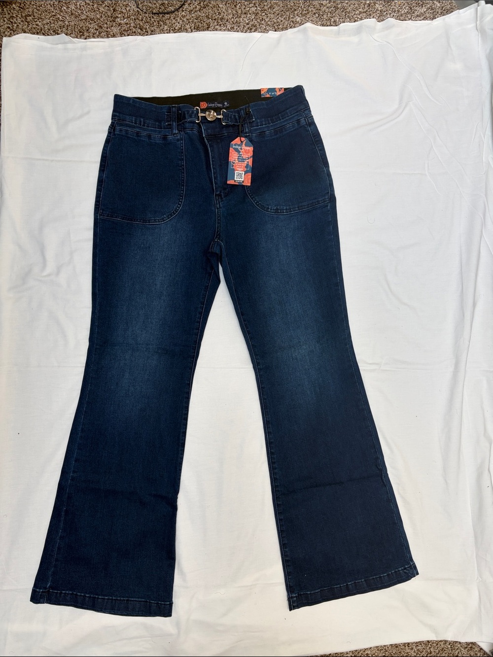 High-Rise Dark Blue Flare Jeans for Women